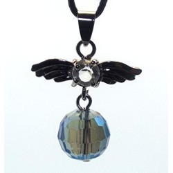 Guardian Angel Wing Blue Hue Crystal Pendant